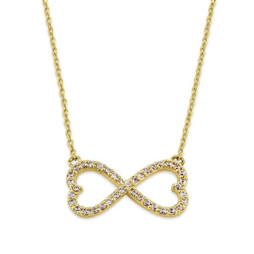 14K Yellow Gold Diamond Infinite Love Pendant Necklace