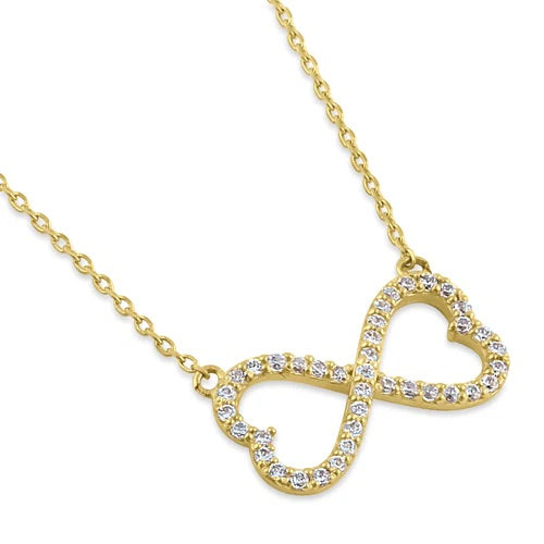 14K Yellow Gold Diamond Infinite Love Pendant Necklace