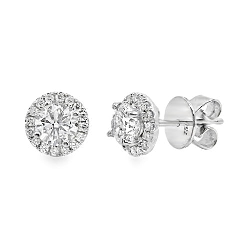 1.05 Cttw. 18K White Gold Halo Lab Grown Diamond Earrings