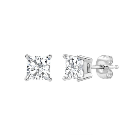 0.29 Cttw. 14K White Gold Princess Diamond Stud Earrings