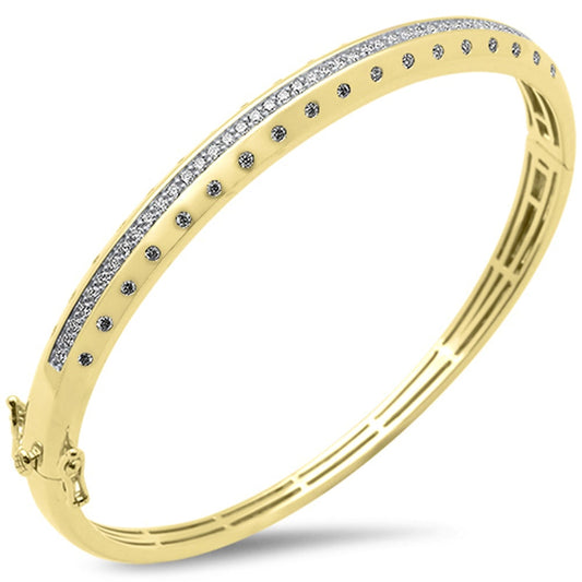 14K Yellow Gold Diamond Dome Bangle Bracelet