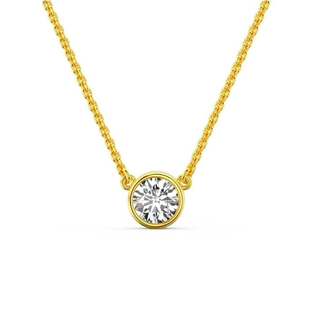 0.85 Ct. 14K Yellow Gold Bezel-Set Lab Grown Diamond Necklace