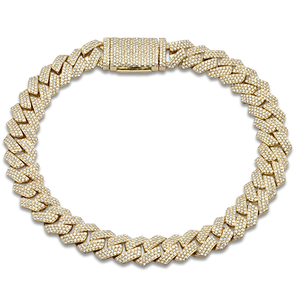 14K Yellow Gold Diamond Cuban Bracelet