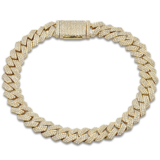 14K Yellow Gold Diamond Cuban Bracelet