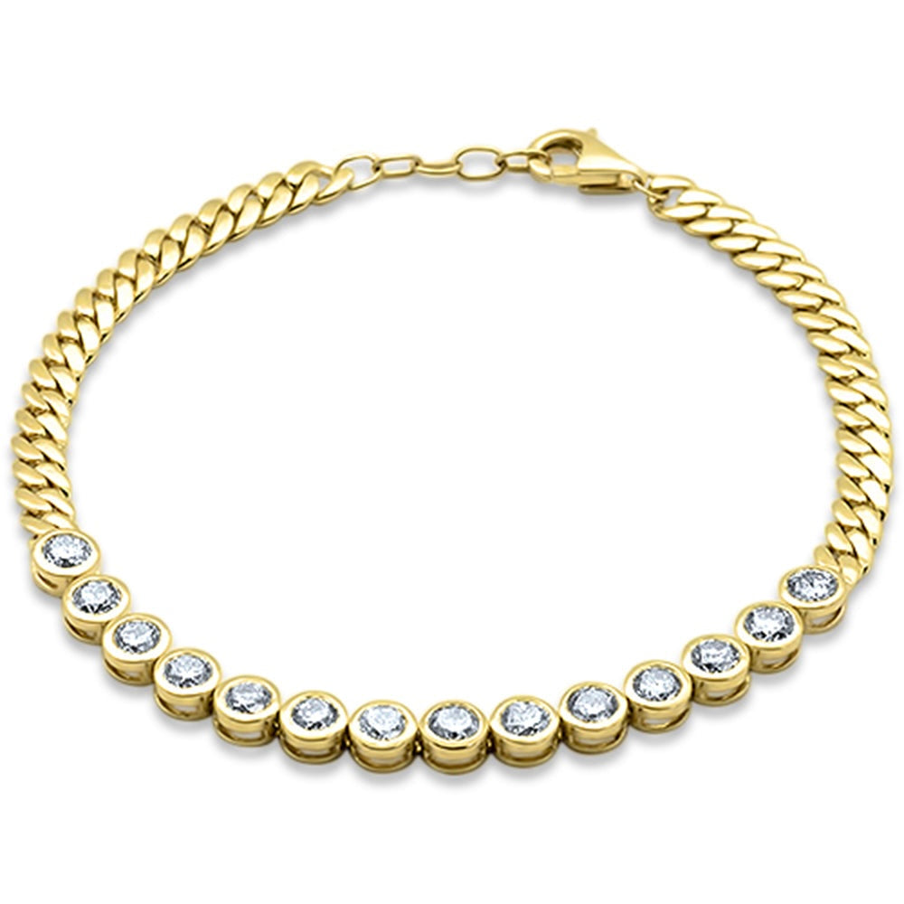 14K Yellow Gold Diamond Bezel-Set Bracelet