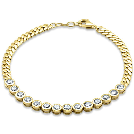 14K Yellow Gold Diamond Bezel-Set Bracelet