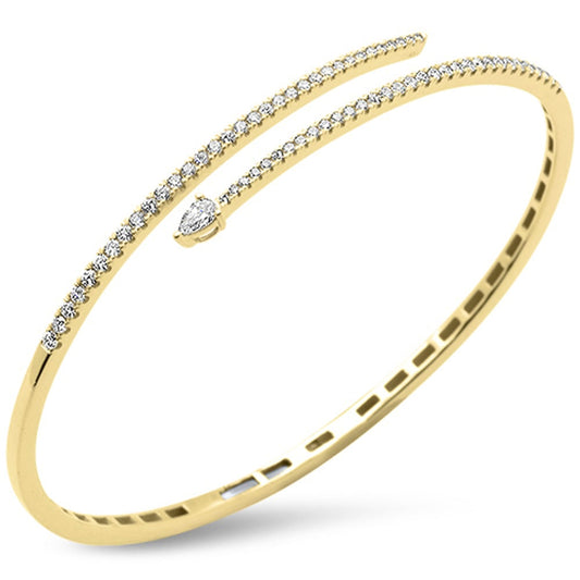 14K Yellow Gold Diamond Wrap Around Bangle Bracelet