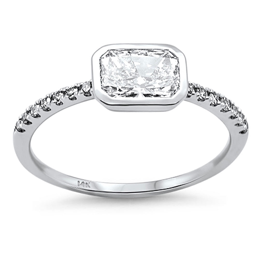 14K White Gold Bezel-Set Diamond Fashion Ring