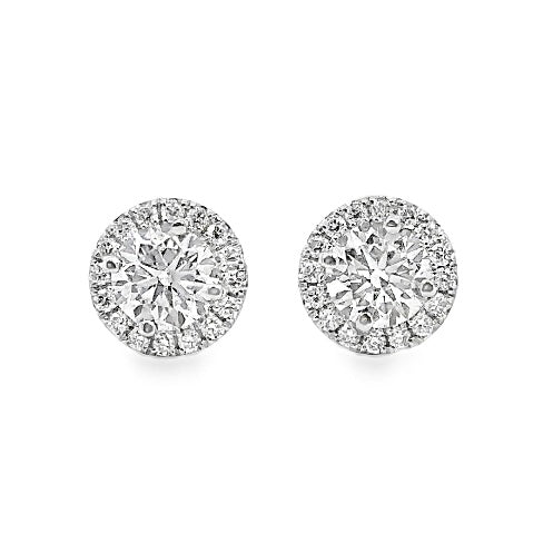 1.05 Cttw. 18K White Gold Halo Lab Grown Diamond Earrings