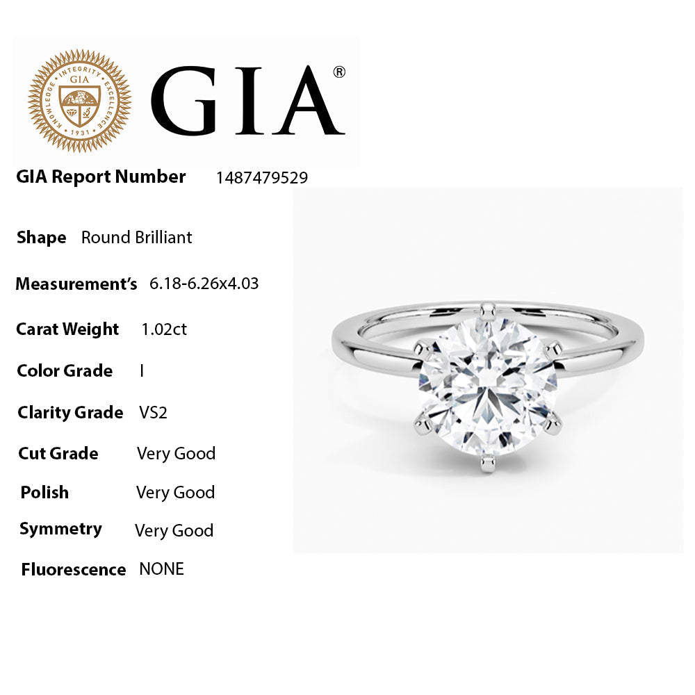 1.02 Ct. 14K White Gold Certified Diamond Engagement Ring