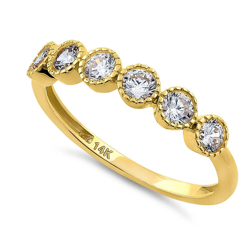 14K Yellow Gold 6-Stone Diamond Wedding Ring