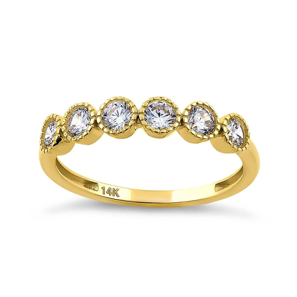 14K Yellow Gold 6-Stone Diamond Wedding Ring