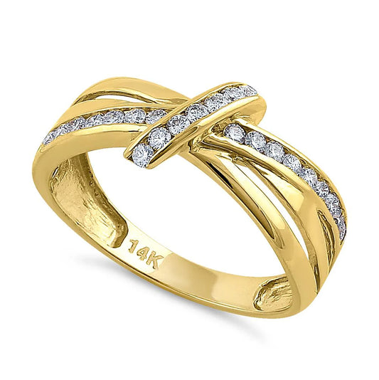 14K Yellow Gold Twist Diamond Wedding Ring