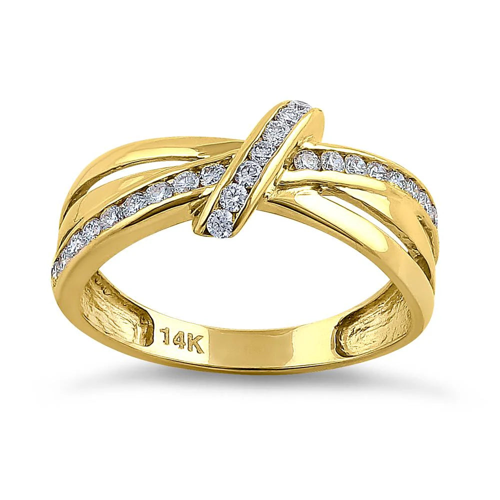 14K Yellow Gold Twist Diamond Wedding Ring