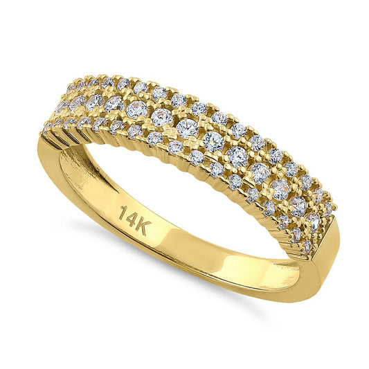 14K Yellow Gold Cluster Diamond Wedding Ring