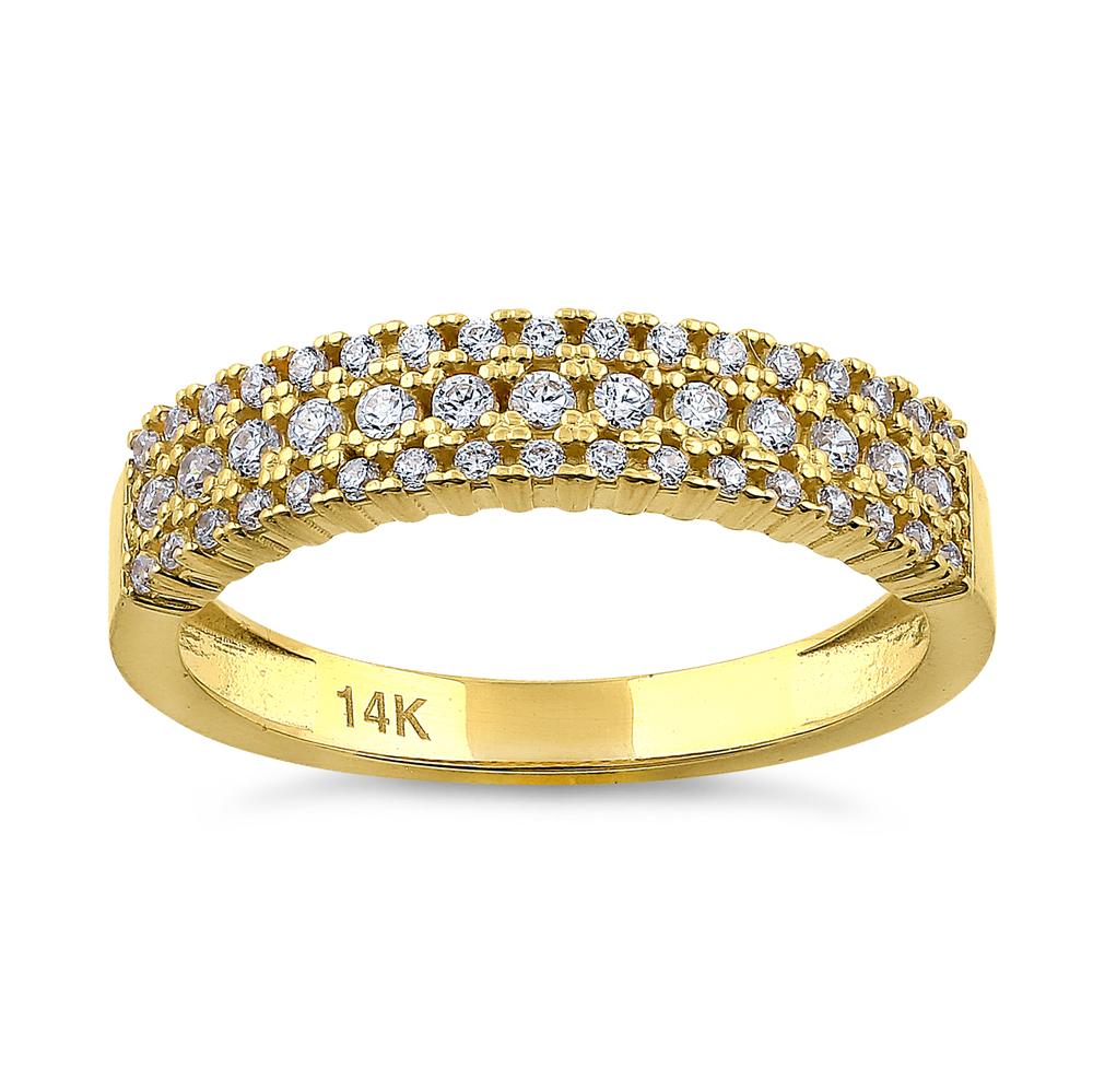 14K Yellow Gold Cluster Diamond Wedding Ring