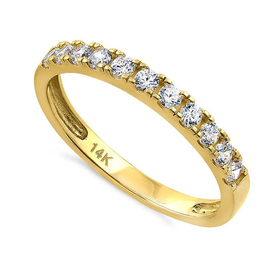 14K Yellow Gold Classic Single Row Diamond Wedding Ring