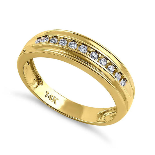 14K Yellow Gold Diamond Men’s Wedding Ring