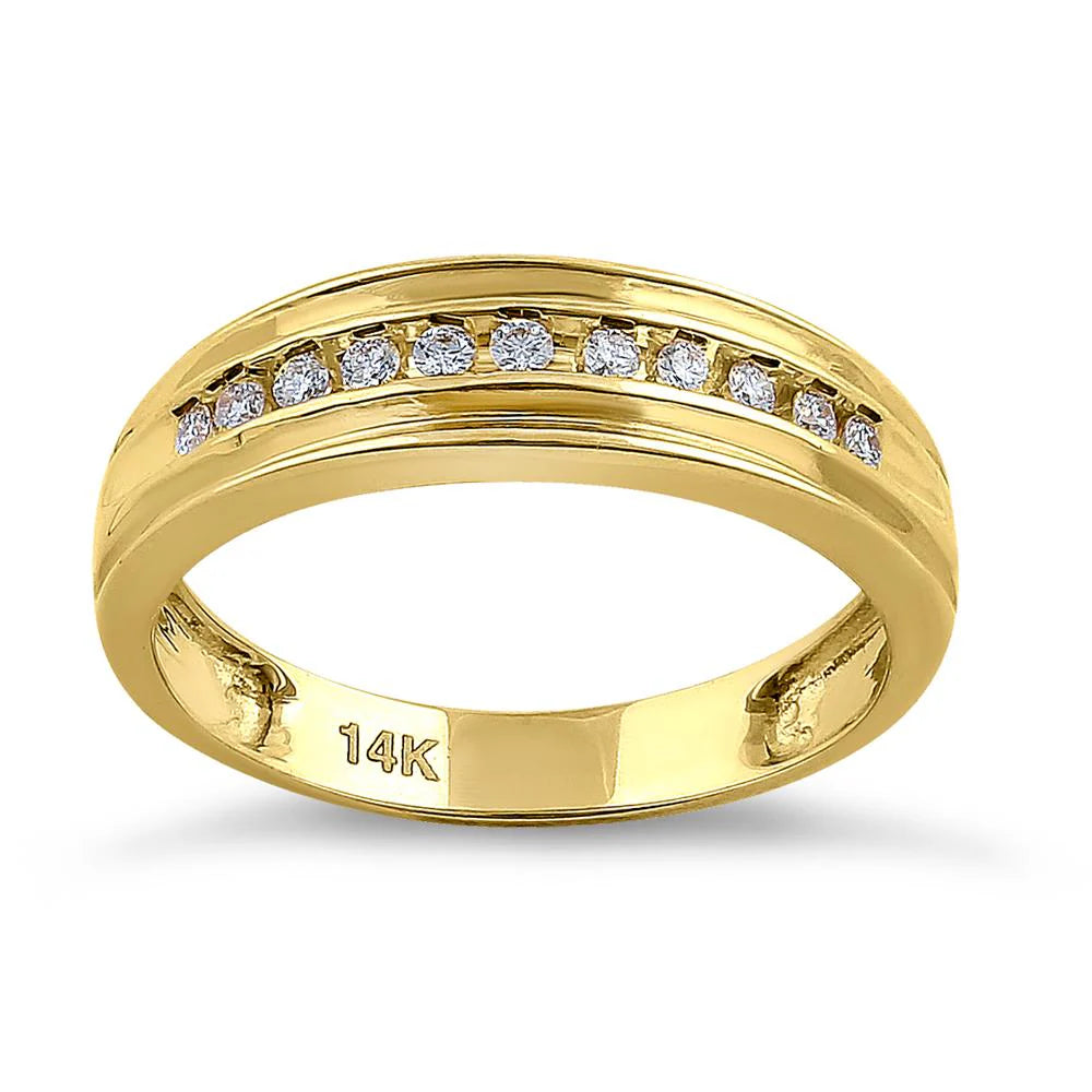 14K Yellow Gold Diamond Men’s Wedding Ring