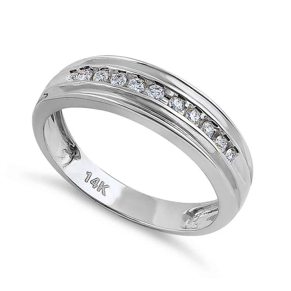 14K White Gold Diamond Men’s Wedding Ring