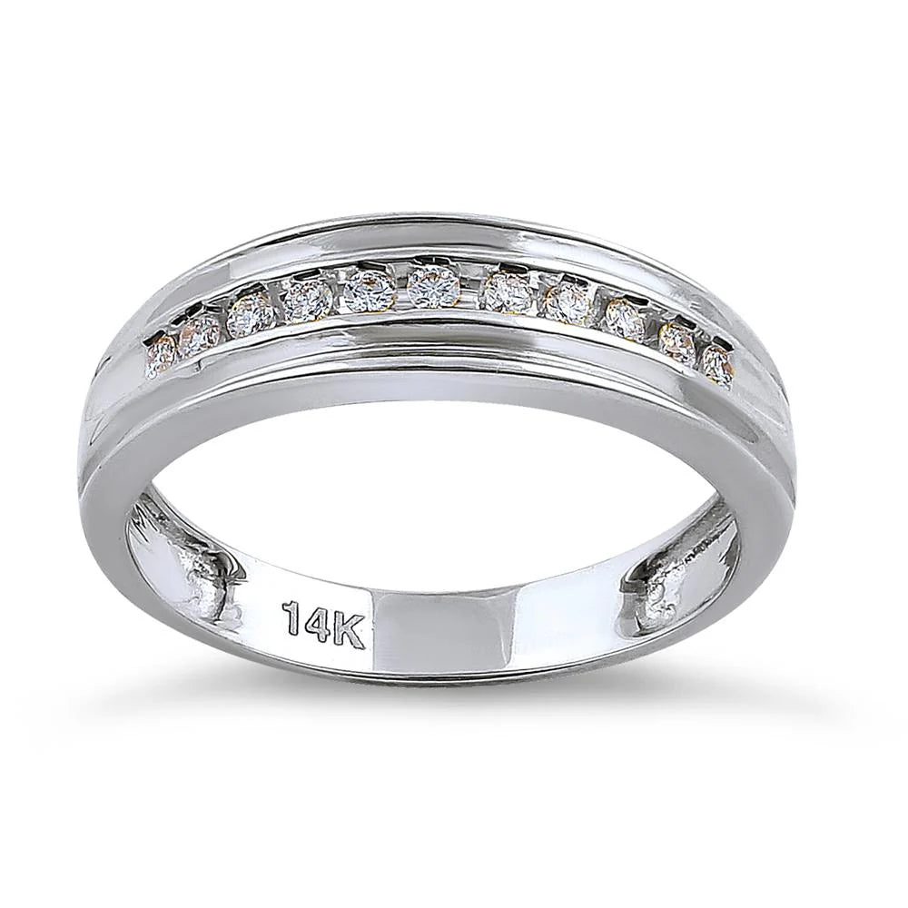 14K White Gold Diamond Men’s Wedding Ring