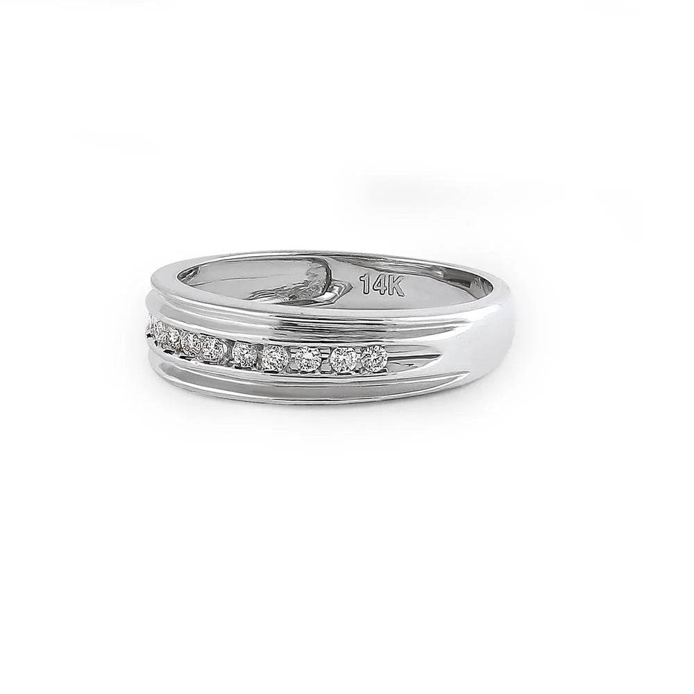 14K White Gold Diamond Men’s Wedding Ring