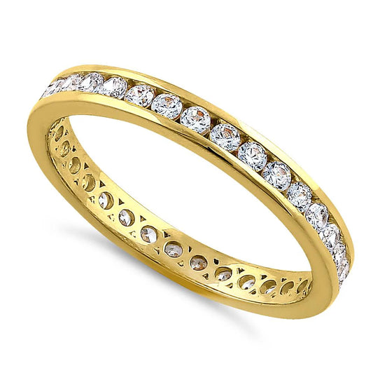 14K Yellow Gold Diamond Eternity Wedding Ring