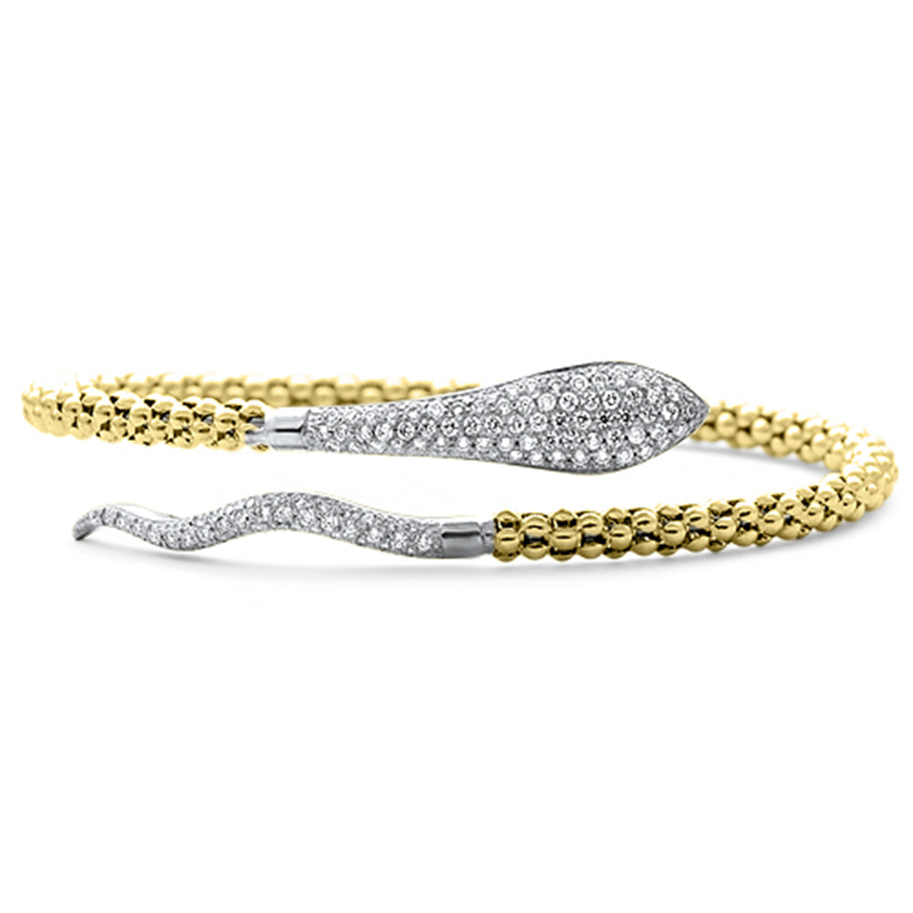 14K Yellow Gold Diamond Snake Bangle Bracelet