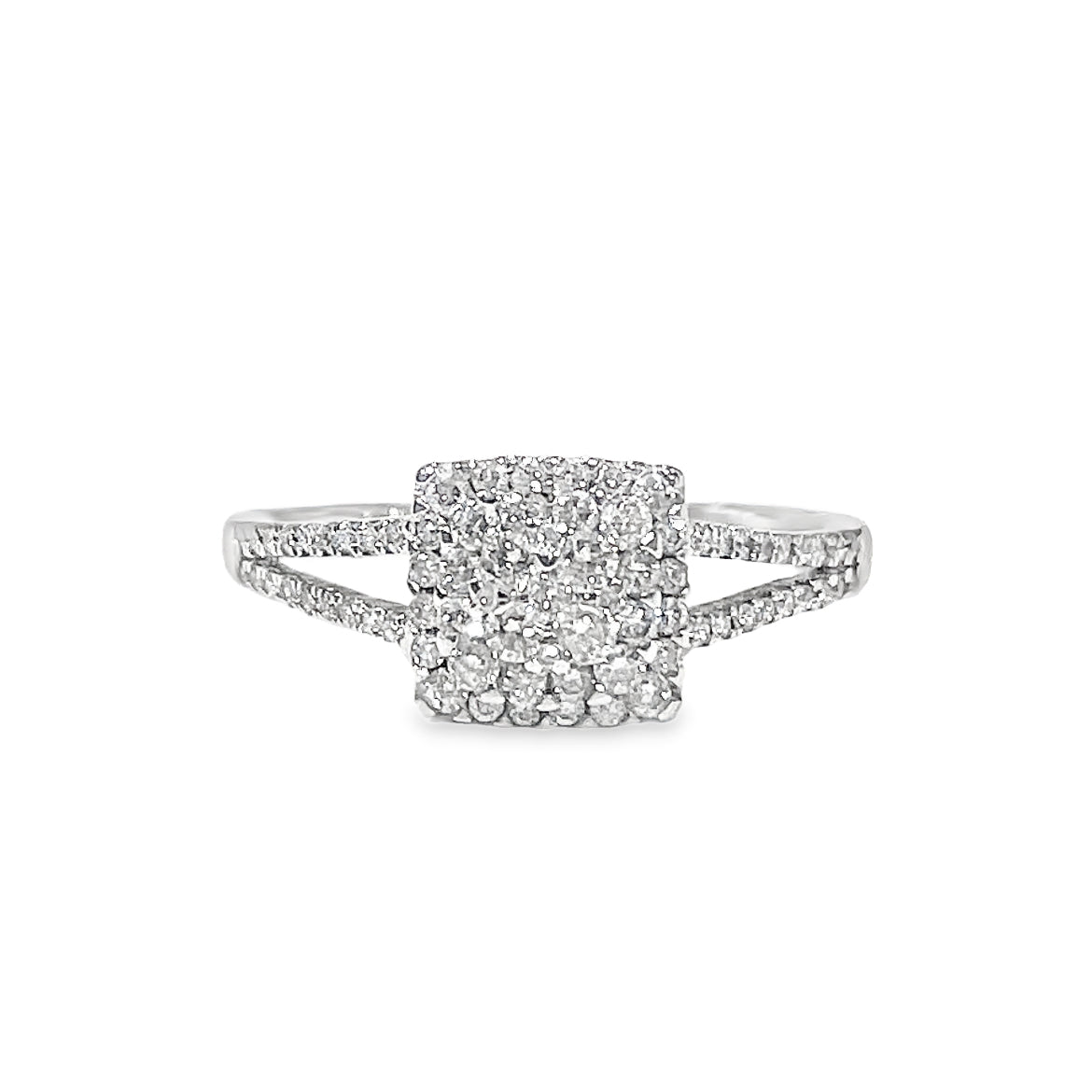 10K White Gold Clustered Diamond Ring