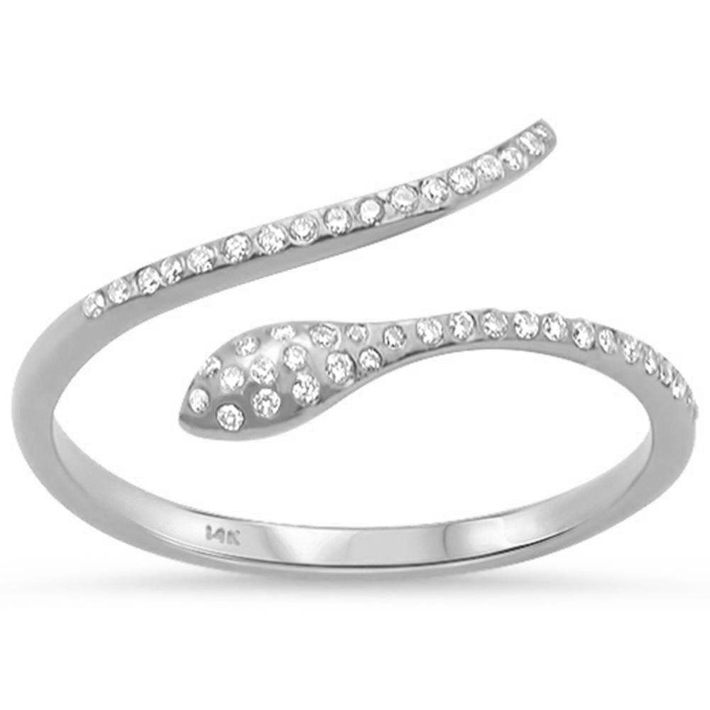 14K White Gold Snake Diamond Ring