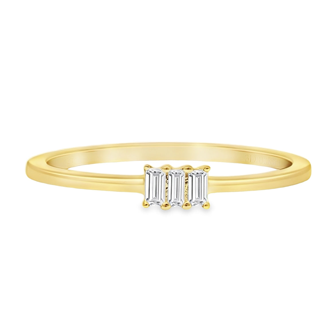 14K Gold Three Stone Baguette Diamond Wedding Ring