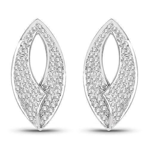 14K White Gold Diamond Statement Earrings