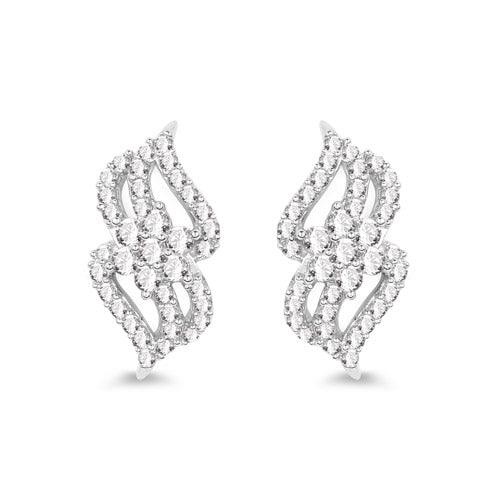 14K White Gold Diamond Statement Earrings