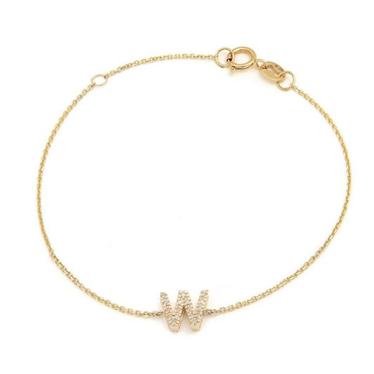 Initial W Diamond Bracelet