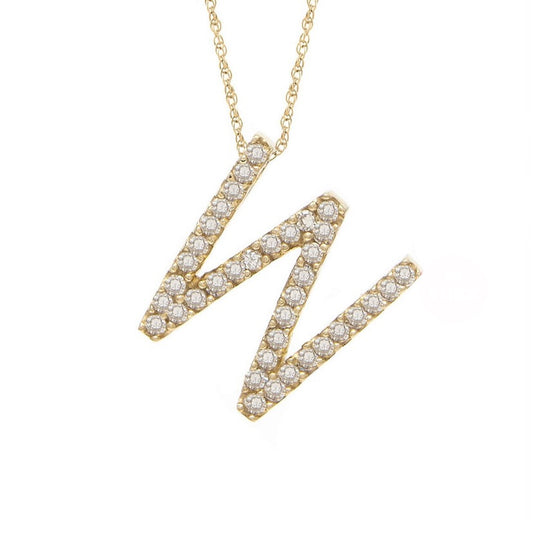 Initial W Diamond Necklace