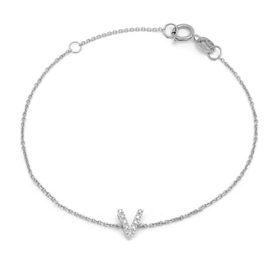 Initial V Diamond Bracelet