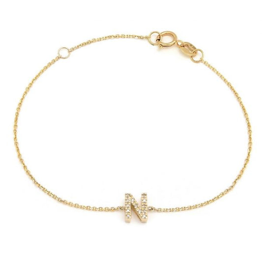 Initial N Diamond Bracelet