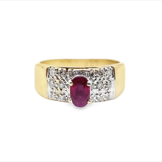 14K Two-tone Ruby and Diamond Ring