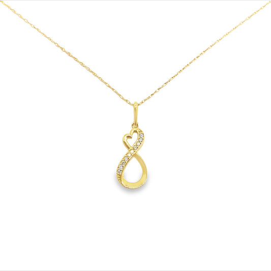 14K Yellow Gold Heart Diamond Pendant Necklace