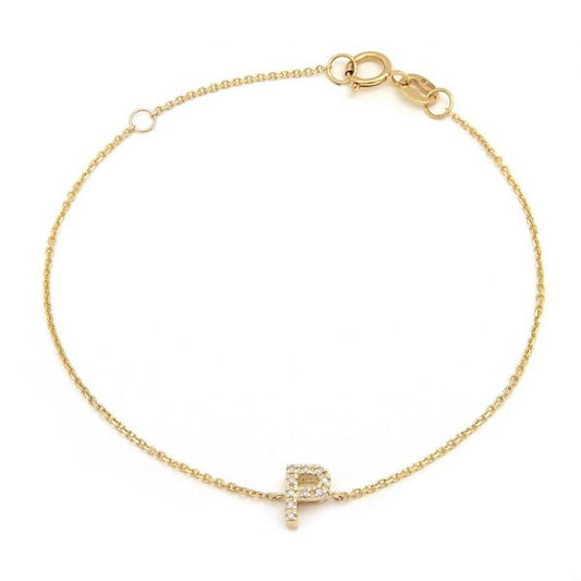 Initial P Diamond Bracelet